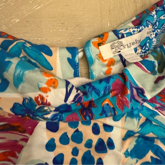 Aryeh Colorful Abstract Midi Dress Vacation Cruise - Picture 5 of 8